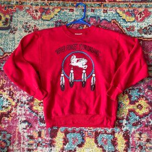 Vintage Red Crazy Horse Monument Crewneck Sweatshirt